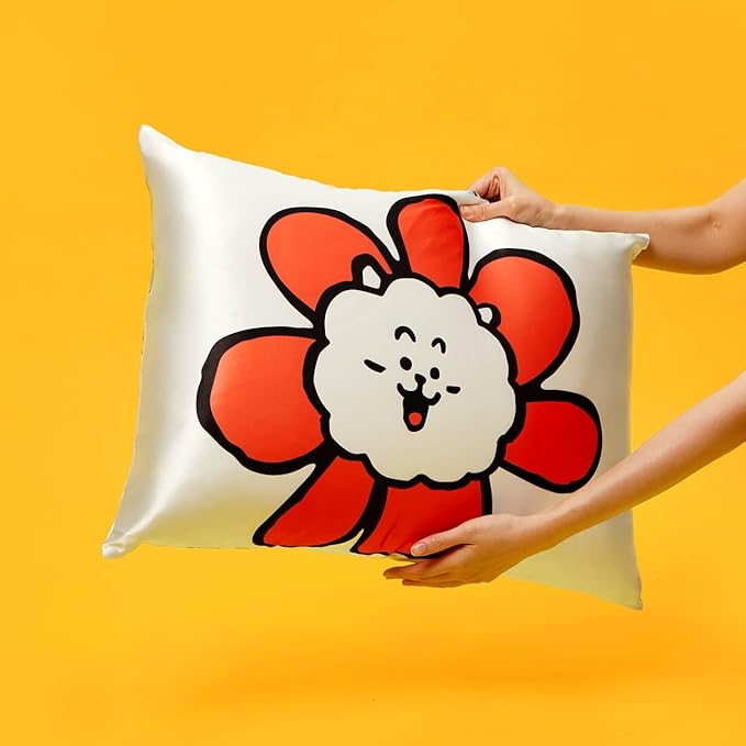 Kitsch x BT21 (RJ) Satin Pillowcase with Zipper for Hair & Skin - Softer Than Silk Pillow Cases, Smooth Cooling Pillow Cover, Wrinkle-Free, Machine Washable, Queen/Standard (19x26)