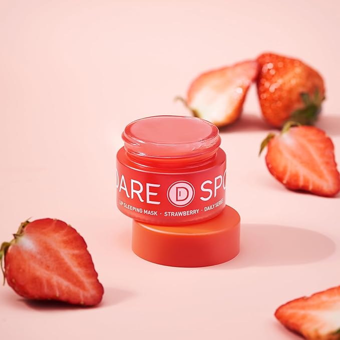 Sleeping Lip Mask Strawberry - Overnight Lip Treatment, Lip Care Hydration, Repair for Dry Cracked Lips, Vitamin C, Soft and Nourished Lips Overnight, Christmas, with Shea Butter - 0.42 Fl Oz