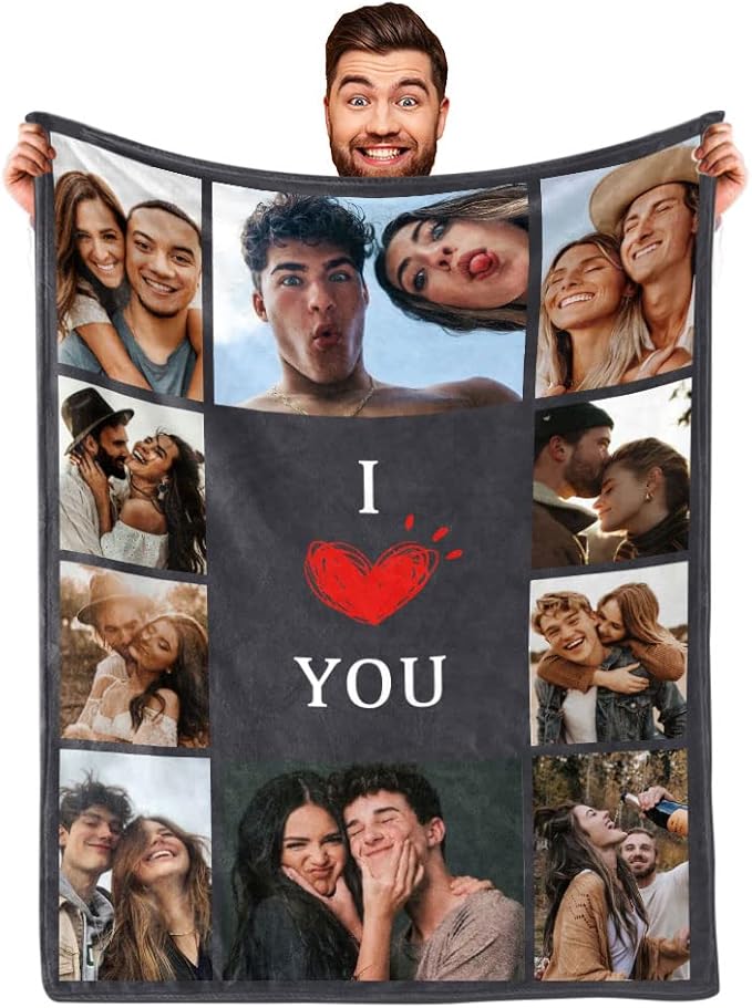 Ships Next Day, Custom Blanket with Photo I Love You Girlfriend Boyfriend Gifts, Personalized Blankets Couples Gifts Christmas Blankets Women Gifts