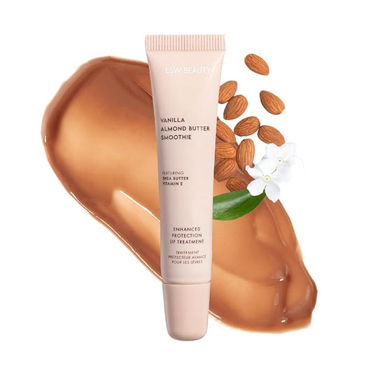 ESW Beauty Vanilla Almond Butter Lip Treatment - Light Caramel Brown Tint with Shea Butter, Vitamin E, Vanilla & Almond for Enhanced Protection & Skin Barrier Support