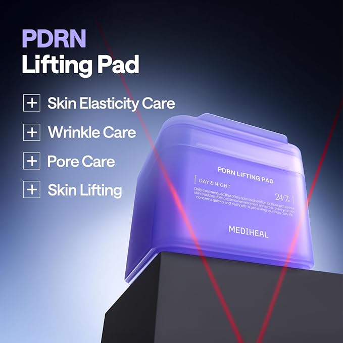 Mediheal PDRN Lifting Pads - with Squalane and Glutathione for Total Skin Care - to Treat Pores and Wrinkles & Skin Firming & mild Exfoliation & Hydration, Vegan Tightening & Stretchable Fabric