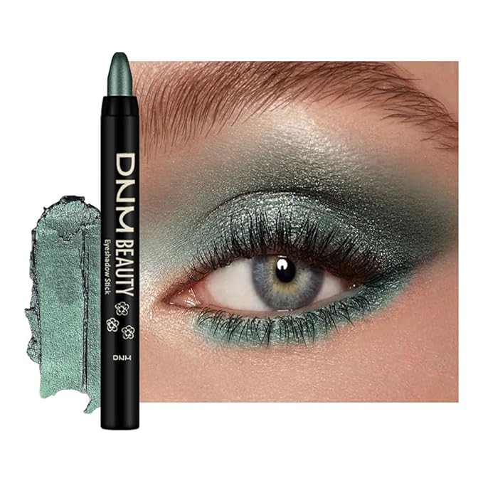 evpct Forest Green Shimmer Cream Eye Shadow Sticks Brightener Pencils for Women, Green Silky Eyeshadow Applicator Stick Pen Waterproof, Blendable Crease-Proof Stick Eyeshadow Shimmer Eye Makeup 67