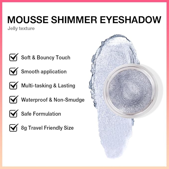 Silver Gray Mousse Shimmer Monochrome Eyeshadow, Neutral Matte Cream Monochrome Eye Shadow Pallette, Long-Lasting Waterproof Blendable sombras para ojos, Mini Eyeshadow(06#, Pack of 1)