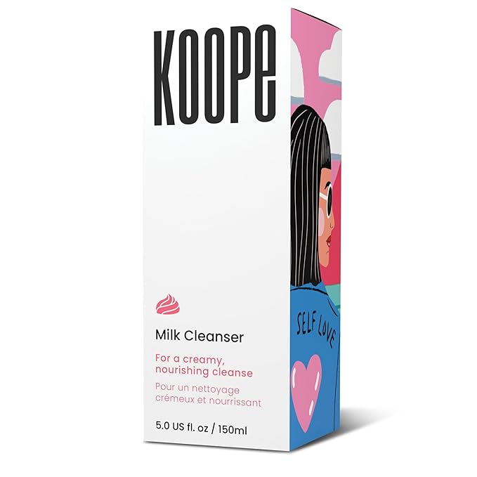 Koope Milk Face Wash, Cleanser For All Skin Types, Ultra-Creamy, Makeup Remover, with Centella, Aloe, Amino Acids and Grape Seed Oil. Free from Parabens, Sulphates & Fragrances, Vegan, 5.0 FL OZ