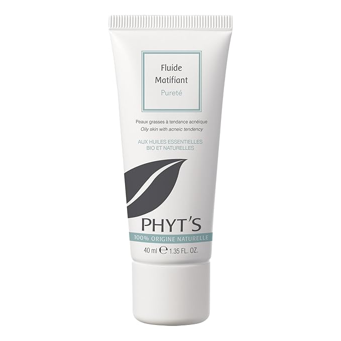 Phyts Purity Mattifying Fluid - Face Moisturizer for Oily Skin - Face Cream with Absorbent Silicas and Essential Oils - Refines Skin Texture - 1.35 oz