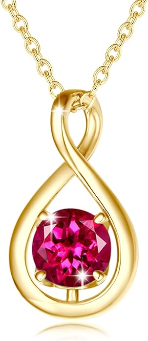 FANCIME Birthstone Necklaces for Women Fine Jewelry Sterling Silver Dainty Infinity Pendant Anniversary Birthday Christmas Gifts for Her Wife Mom Lady Daughter, Chain 16"+2" Extend