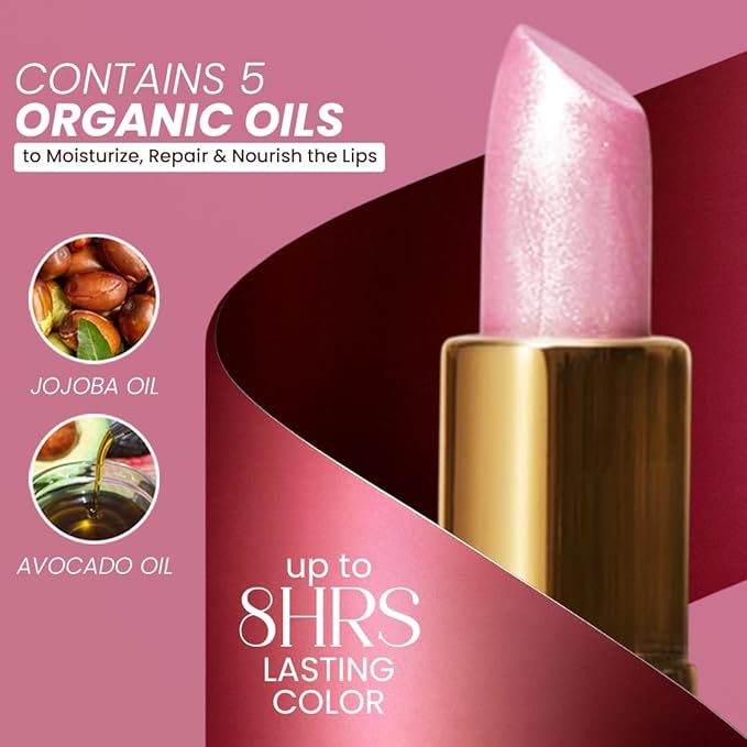 Essence Of Argan Pink Lip Stick for Cracked and Dry Lips - 100% Pure Argan Oil, Shea Butter, Jojoba Oil & Aloe Vera - Hydrating Long Lasting Lipstick - Deep Moisturizing Pink LipStick for Women