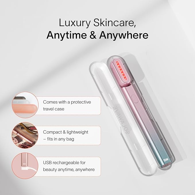 Solawave Red Light Therapy Starter Kit | Face Wand LED Device, Activating Serum, & Refill | Anti-Aging Tool for Depuffing, Under Eye Dark Circles, Reduces Appearance of Fine Lines, Lifts & Tones Neck