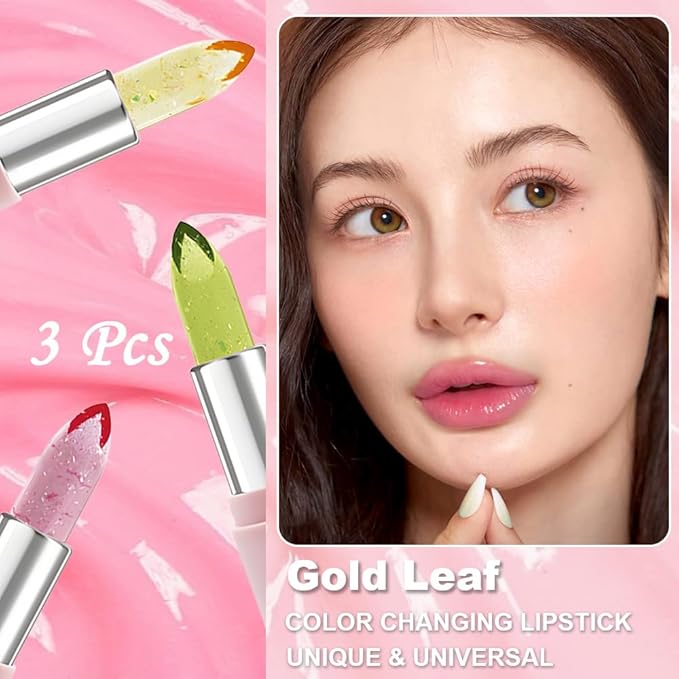 BINGBRUSH 6Pcs Color Changing Lipstick,Pink Crystal Flower Jelly PH Mood Long Lasting Labiales Lip Care Moisturizer Lip Balm Korean Magic Lip Gloss 24 Hours Lip Tinted Stain Makeup Set for Women