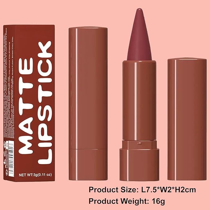 2-in-1 Gradient Brown Lip Liner & Lipstick, Dark Brown Waterproof Long Lasting Matte Lip Liner Pencil, Makeup Smudge proof lip liner with Cone Tip (01#-Warm Brown)