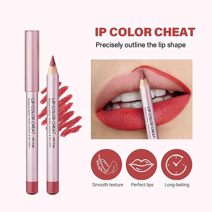 Erinde Matte Lip Liner Set - 5 Colors Mini Nude Brown Black Lipliner Pencil Makeup, Waterproof, Long-Lasting Cream Glide Lip Liners Pencil for Shaping & Sculpting Lips, Vegan & Cruelty-Free