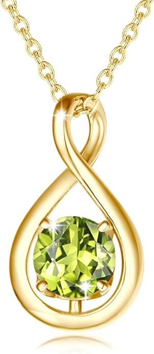 FANCIME Birthstone Necklaces for Women Fine Jewelry Sterling Silver Dainty Infinity Pendant Anniversary Birthday Christmas Gifts for Her Wife Mom Lady Daughter, Chain 16"+2" Extend