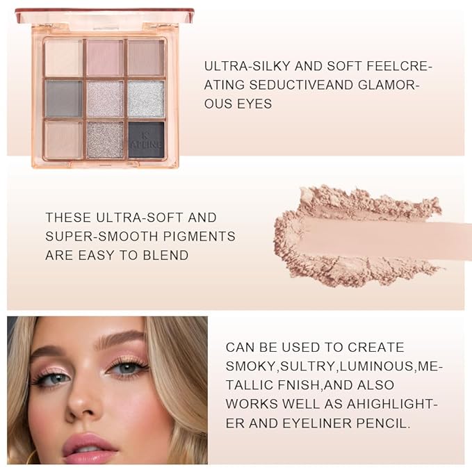 9 Color Eyeshadow Palette Makeup, Neutral Nude Matte Eye shadow & Shimmer Eyeshadow,Long Lasting Waterproof Eye shadow Makeup Palette for Women 03#