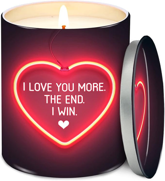 TEEZWONDER Christmas Anniversary Wedding Gifts for Women Men - I Love You More Long Lasting Vanilla Lavender Candle 10 Oz - I Love You Christmas Birthday Gifts for Him Her Boyfriend Husband