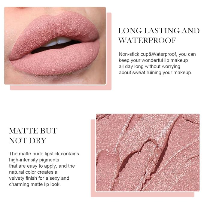 BINGBRUSH Crayon Pink Nude Matte Longwear Lipstick lip liner Pack Set,Moisture Smooth Color Stick Ultimate Lip Crayon for Makeup Collection - Waterproof Velvet Lipgloss (01#, 1 Count (Pack of 1))