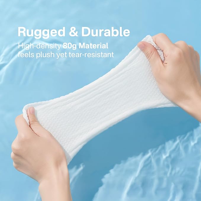 50 Count Hyaluronic Acid Face Towels, Biodegradable Disposable Face Towels, Wash Cloths 10” x 12”, Soft & Skin Friendly Face Towelettes Disposable, XL Facial Towels for Washing Cleansing for Women