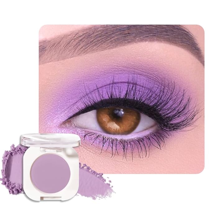 Violet Purple Single Matte Eyeshadow Makeup, Neutral Powde Eye Shadow for Older Women, Purple Violet Matte Singles Eyeshadow Palette Pigmented Waterproof, Girls Monochrome Vegan Eyeshadows Gift