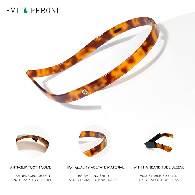 EVITA PERONI Non-Slip Headbands - Designed for Eyewear, No Pressure, No Headache, Comfortable Fashion Thin Headbands for Women's Hair - Apricot