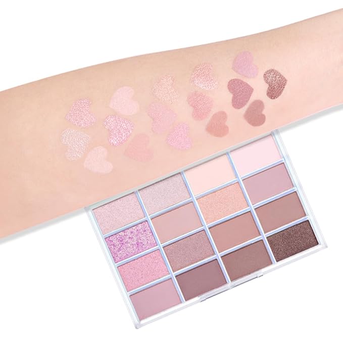 16Colors Light Purple Pink Brown Nude Basics Matte Eyeshadow Palette,Eye Shadow Travel Makeup Palette all in one Long Lasting Waterproof,Great for Travel Gift Kit