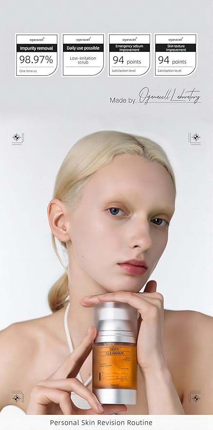 Oganacell DERX Revitalizing Facial Cleanser with Peptides & Walnut Microbeads - Gentle Exfoliating Gel To Foam for all Skin, Korean Clinic-Developed (120ml/4.05 fl.oz.)