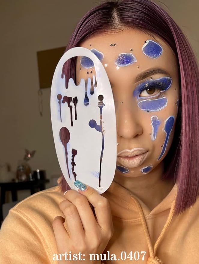 STENCIL1FX Graffiti Drips Tear Drop Blood Motif Eye Makeup Stencil for Costumes, Dress Up, Halloween, Cosplay, Arts, Face Painting