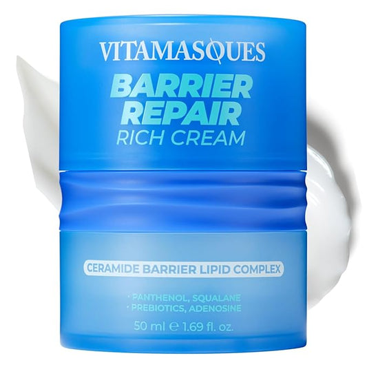 Vitamasques Barrier Cream Hydrating Moisturizer for Face – Korean Skin Barrier Repair Cream with Ceramides & Panthenol, Nourishing Korean Skincare for Smooth & Healthy Complexion, 1.69 fl oz