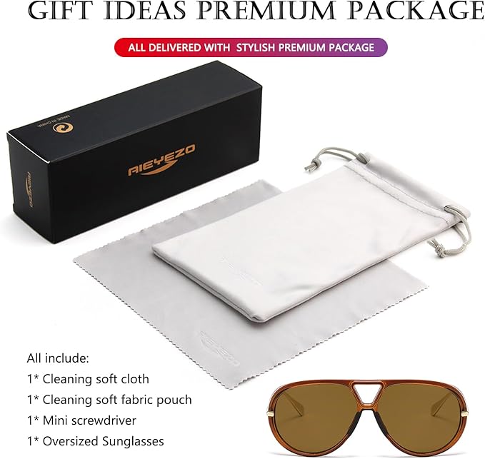 AIEYEZO Oversized Aviator Sunglasses Women Men Fashion Retro Big Frame Sun Glasses Designer Ladies Shades