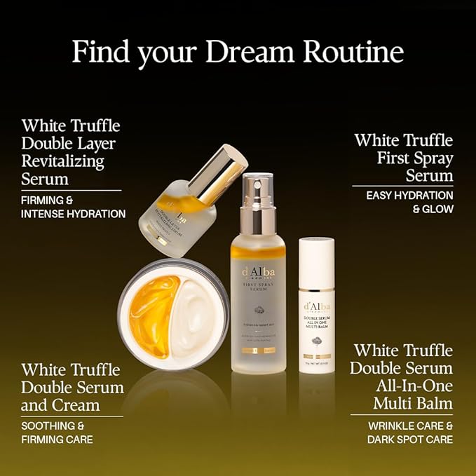 d'alba Piedmont Italian White Truffle Double Layer Revitalizing Serum, 100hr Hydration, Hyaluronic Acid and Centella Asiatica, Skin Firming and Tightening, Long-lasting Korean Skin Care (1.01 fl.oz)
