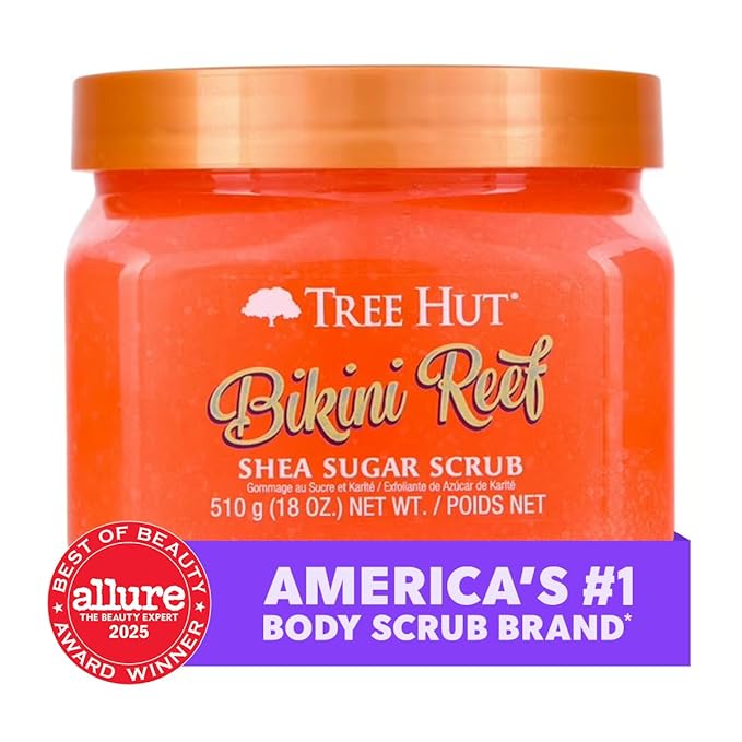Tree Hut Bikini Reef Shea Sugar Scrub, Exfoliating, Hydrating & Moisturizing Body Scrub with Shea Butter & Nourishing Essential Oils, Smooth & Soften Skin, 18 oz