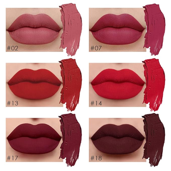 evpct 6Pcs Liquid Matte Lipstick Lipgloss Set for Women Dark Deep Bright Ruby Blood Brick Plum Mauve Rose Red labiales mate 24 horas originale matte larga duracion 24 Hour Lipstick Long Lasting