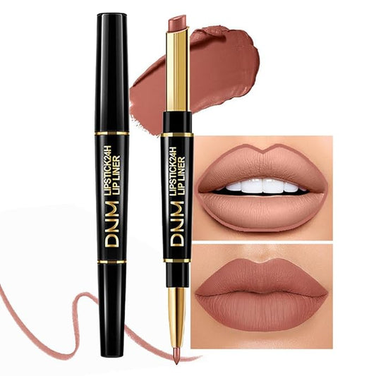 Kaely 2-in-1 Nude Brown Lip Liner & Lipstick Set Kit for Women, Matte Lips Kit with Lip Liner Lip Stains Long Lasting Waterproof 24 Hour Lipstick and Lip Liners Combo Lipliners Pencil Set 12