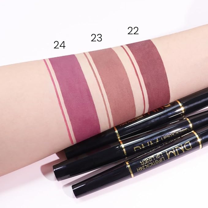 evpct 1Pcs Light Plum Rose Matte Lip Liner and Lipstick Combo Set Kit for Women, Magic Neutral Lipsticks 24 Hours Original Lipstick and Lips Liner Pencil Stain Makeup Long Lasting Waterproof, 24#