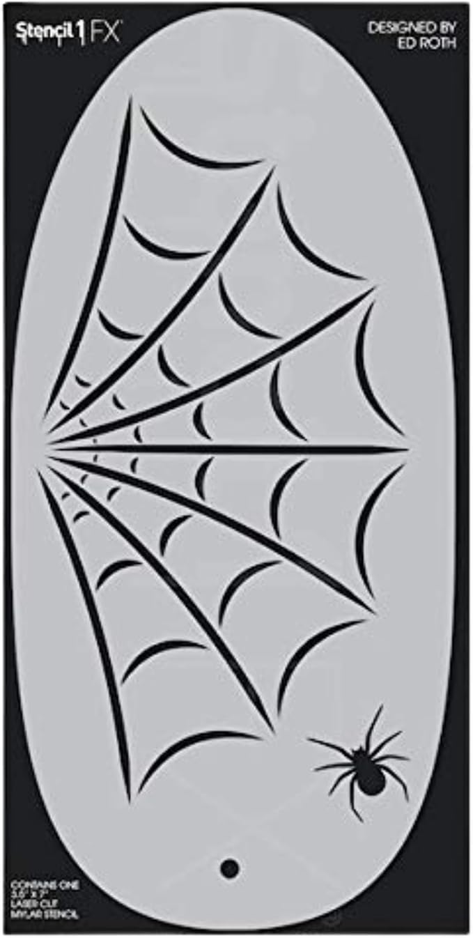 Stencil1FX - Spiderweb and Spider Eye Makeup Stencil for Costumes, Dress Up, Halloween, Cosplay, Arts, Face Painting, Witches, Vampires