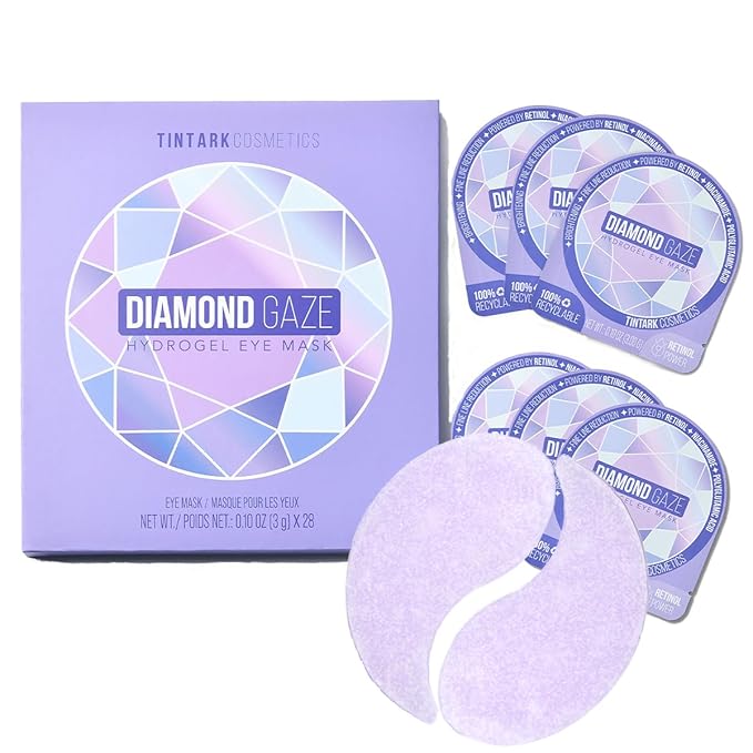DIAMOND GAZE Under Eye Patches 28 Pairs, Rejuvenate Eye Area, Soothing Hydrate Brighten Skin, Plumps Fine Lines, Hydrogel Eye Mask with Retinol, Niacinamide and Polyglutamic Acid, Eye Gel Pads