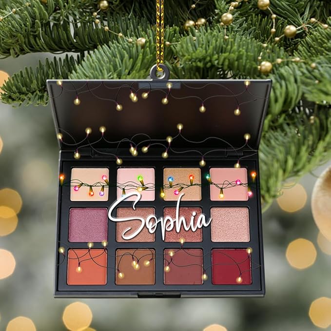 Personalized Name Cosmetic Shape Flat Ornament for Girls - Christmas Makeup Artist Stylist Ornament 94