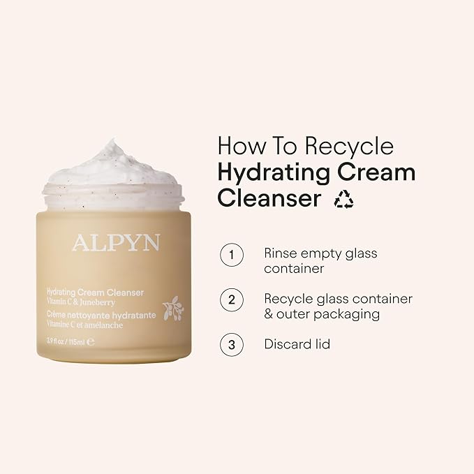 ALPYN Hydrating Cold Cream Cleanser with Vitamin C & Juneberry | Removes Dirt, Oil & Makeup | Exfoliates Dryness for Soft & Smooth Skin | 3.9 oz / 115 ml