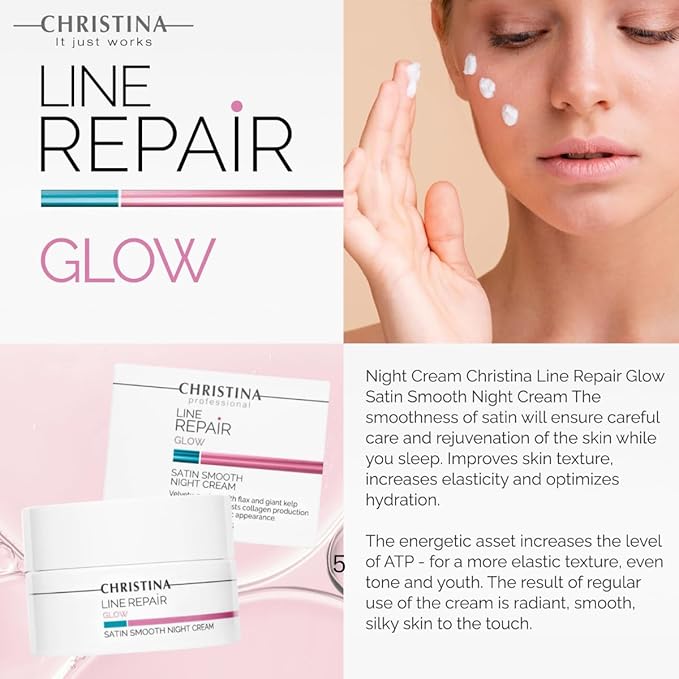 -CHRISTINA- Line Repair Satin Smooth Night Cream | Pore Minimizer Formula Night Face Cream | Rejuvenate, Nourish, and Hydrate Your Skin | Suitable for Fat, Combination, Normal Skin 50ml / 1.7 fl.oz