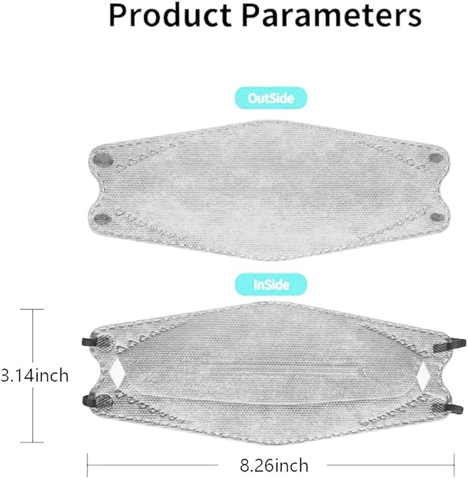 100Pcs KF94 Masks, Individually Wrapped 3D Fish Type Masks for Adult, 4 Layer Protective Face Mask