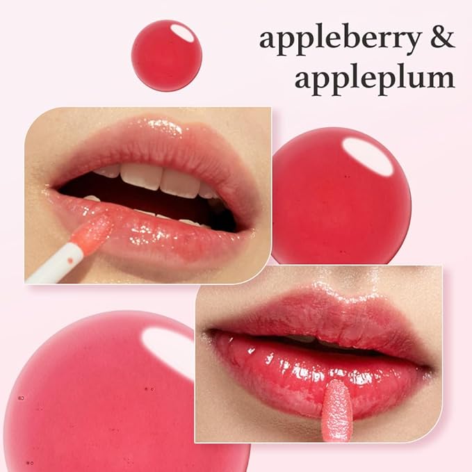 NOONI Korean Lip Oil Set - Appleberry & Appleplum | Long-Lasting, Moisturizing, Plumping, Revitalizing for Dry Lips, Waterproof, No Peel Off 0.12 FL Oz x 2ea