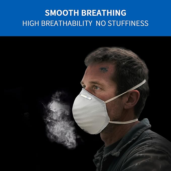 NIOSH Approved N99 Face Mask 10-Pack White N99 Respirator for Dust, Pollution & Allergies Breathable 3-Layer Filter Efficiency ≥99% Adjustable Ear Loops, Comfortable for Men Women
