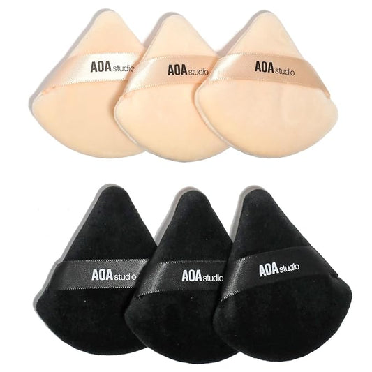 AOA Studio Velvet Puffs Makeup Puff Set of 6 Loose Powder Body Powder, Velour Makeup Blender Sponge Foundation Blending Sponges Set Beauty Makeup Tools(Black/Peach)