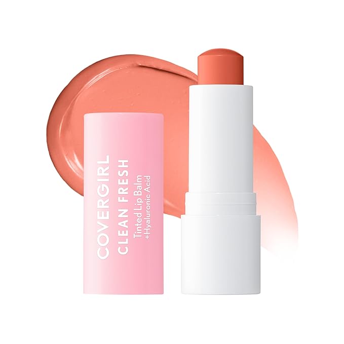 CoverGirl Clean Fresh Tinted Lip Balm, Vegan Formula, Hydrating, Natural Finish, Made for Peach, 1 Count