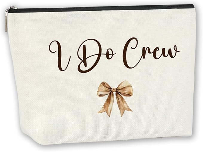 Luxury Wedding Emergency Kit: I Do Crew Makeup Bag with Waterproof Compartments, Bridesmaid Rescue Pouch for Makeup & Dress Repair