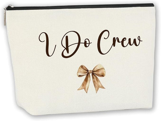 Luxury Wedding Emergency Kit: I Do Crew Makeup Bag with Waterproof Compartments, Bridesmaid Rescue Pouch for Makeup & Dress Repair