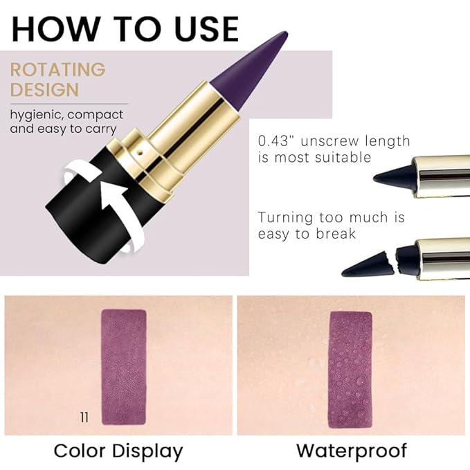 evpct 1Pcs Dark Purple Gel Eyeliner Pencil Eye Black Face Paint Stick Makeup Set Waterproof Matte Cream Crayon Eyeliner Pencil Set Cat Eye Liners Eyeshadow Guide delineador de ojos contra el agua