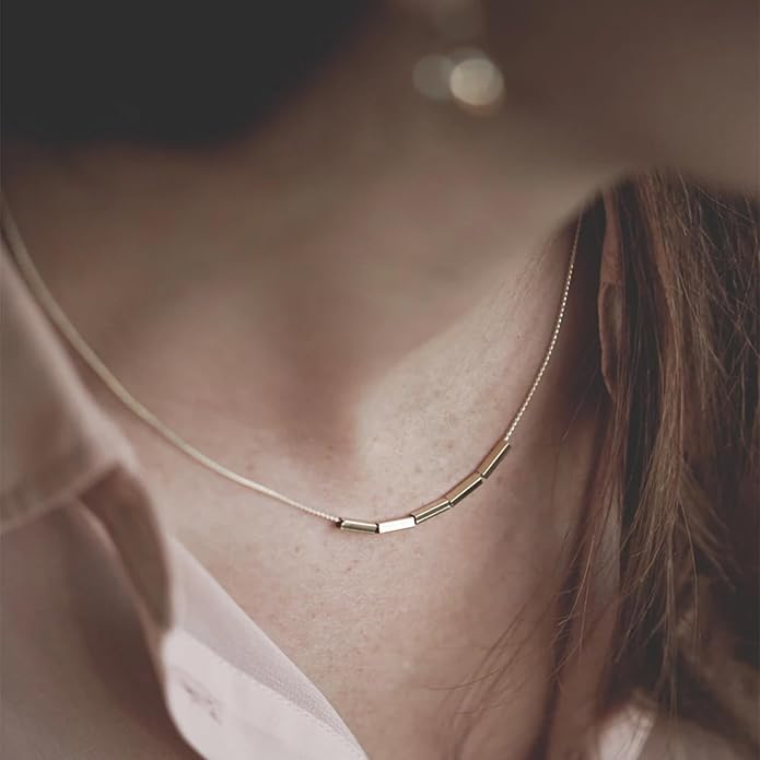 Dainty Gold Heart Necklace for Women - 14K Gold/Silver Plated Cute Heart Handmade Disc Circle Bee Choker Adjustable Necklace for Women Trendy Jewelry