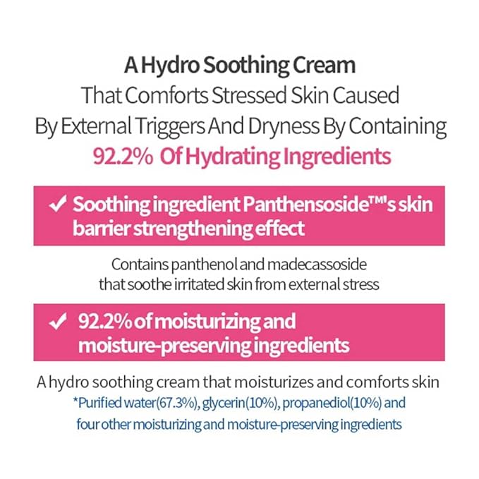 ETUDE SoonJung Hydro Barrier Cream, Face Moisturizer for Sensitive Skin, 92.2% Hydrating Ingredients, Low pH Level 5.5, Dermatologically Tested, Panthenol, Madecassoside, Korean Skin Care (2.54 Fl Oz)