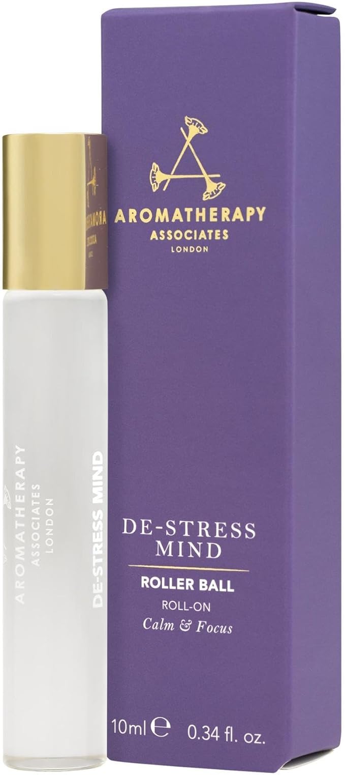 Aromatherapy Associates De-Stress Mind Rollerball. Premium Blend of Frankincense and Chamomile Essential Oils to Clear and Calm your Mind on the Go (0.34 fl oz)