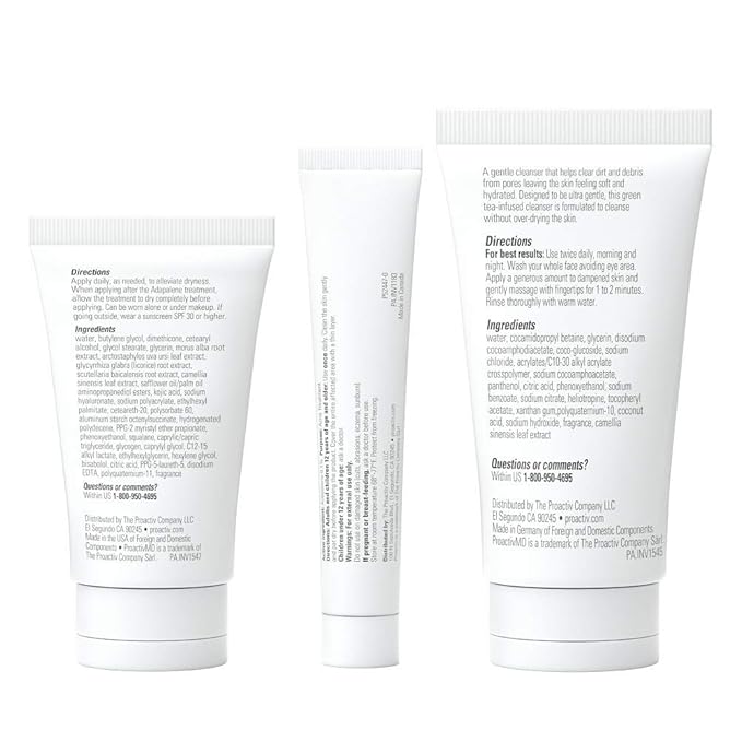 Proactiv MD 3-Step Routine, Ultra-Gentle Face Cleanser, 0.1% Adapalene Gel Treatment, Ultra-Hydrating Moisturizer, 30-Day Acne Treatment Kit