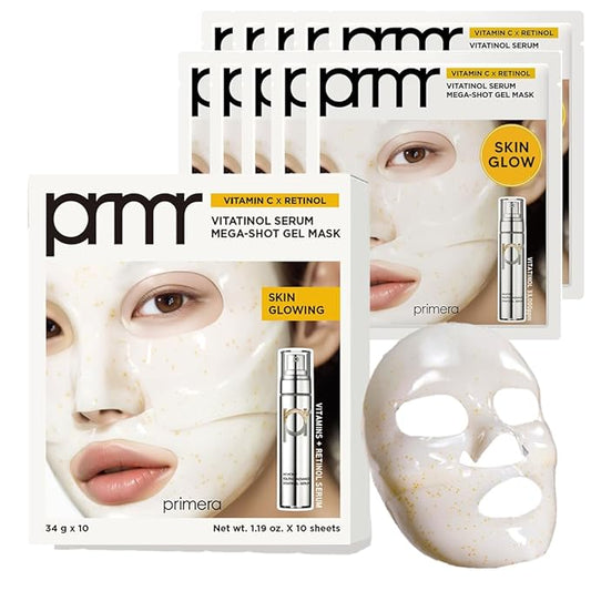 PRIMERA (PRMR Vitatinol Serum Gel Mask- Overnight Melting Masks, for Collagen Synthesis with Vitamin C & Retinol, Masks for face, Hydrating, Hydrogel Maskset 34g x 10EA